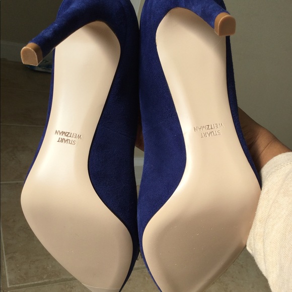 STUART WEITZMAN Stanton 90 Pump, Sapphire Suede - Picture 7 of 8